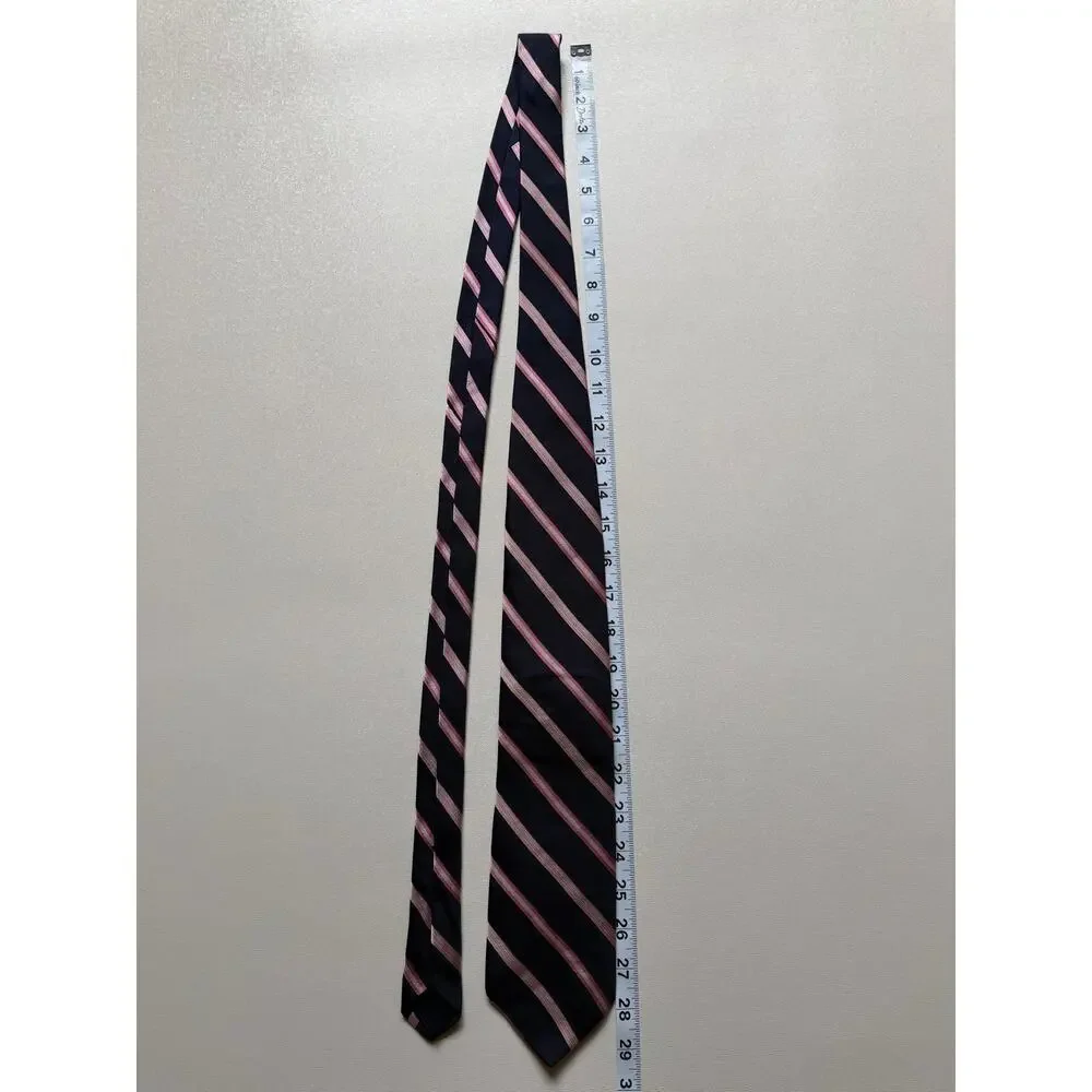 Brooks Brothers Men's Navy Pink Diagonal Stripe Repp Necktie Classic Silk Tie